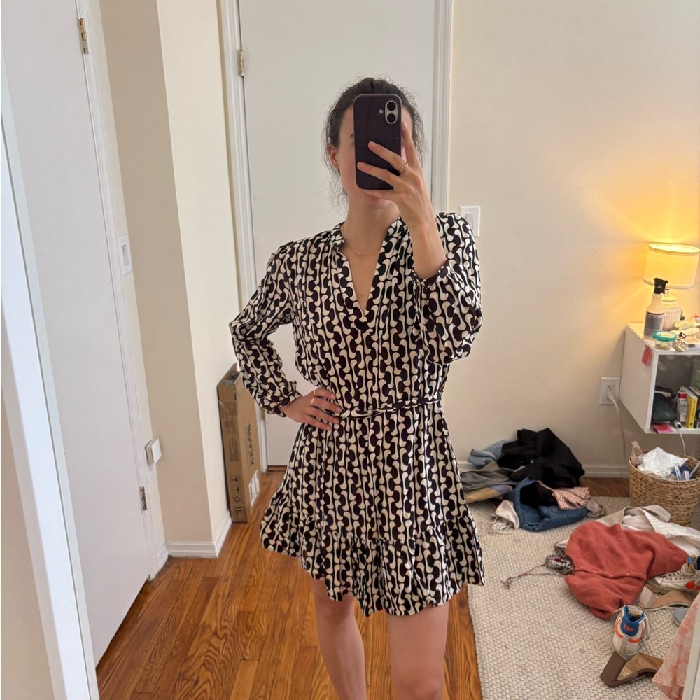 Zara Black & White Printed Mini Dress - Picture 3 of 4